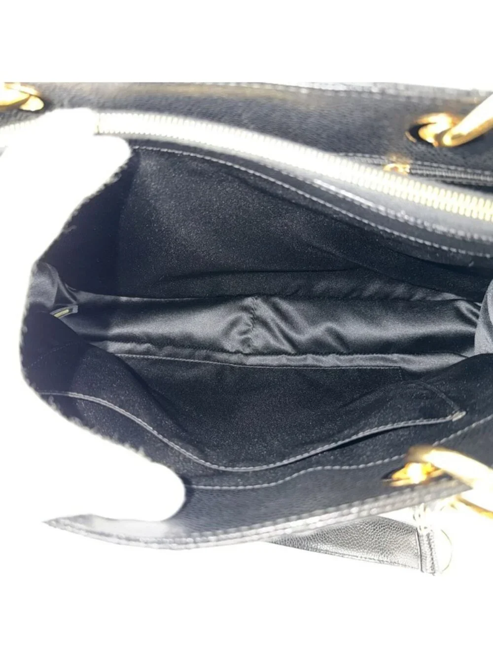Chanel Handle Grand Shopping Tote Bag GST Quilted Chain CC Logo Shoulder Caviar